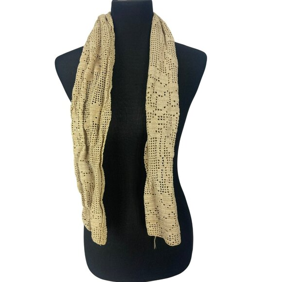 Handcrafted Beige Crochet Scarf Wrap - Picture 1 of 5